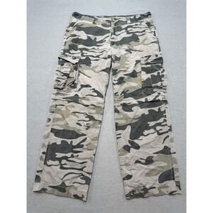 Roots 73 Cargo Pants Men's 36 Camo Green Gray Straight Leg Baggy Hunting Outdoor